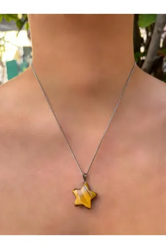 Asya Gems AYG-7306 Yıldız Model Kaplan Gözü Doğal Taş Kolye