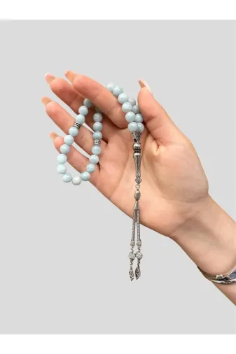 Asya Gems AYG-7702 8 Mm Küre Kesim Akuamarin Doğal Taş Tesbih