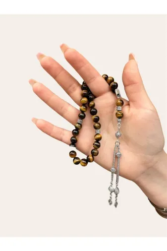 Asya Gems AYG-7710 8 Mm Küre Kesim Kaplan Gözü Doğal Taş Tesbih