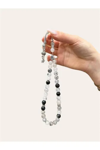 Asya Gems AYG-7713 8 Mm Küre Kesim Rutil Kuvars Doğal Taş Tesbih