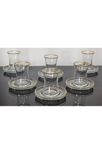 atabey home ATBEY HOME Çay Set 12 Parça 6 Kişilik Kaşıksız Model Büyük Bardak 155Cc 6 Bardak 6 Tabak