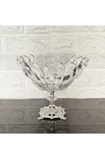 atabey home ATLANTICMEYVELIK Atlantic Gümüş Meyvelik Döküm Kare Ayakli & Sunumluk & Salata Kasesi 2000 Cc 23 Cm