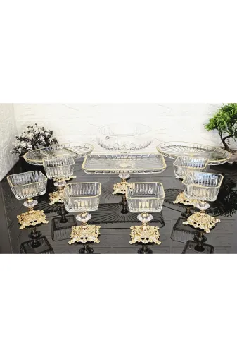 atabey home collection ATABEYÇEYİZSETİ1 10 Parça Çeyiz Seti 3 Adet Sunumluk 1 Adet Salata Kasesi & 6 Adet Dondurmalık