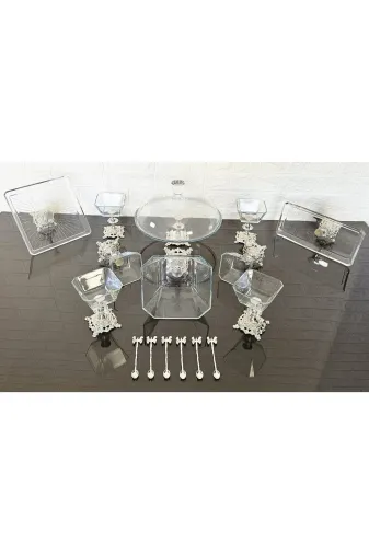 atabey home collection ATABEYÇEYİZSETİ1 10 Parça Çeyiz Seti Gümüş Döküm Ayakli & Sunumluk Set Çay Kaşiği Hediyeli (Açiklamayi Okuyunuz)