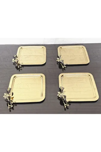 atabey home collection TYC2931DE6E1AC53F1 6 Adet Gold Kahve & Çay & Sunum Tepsisi Döküm Siyah Lale