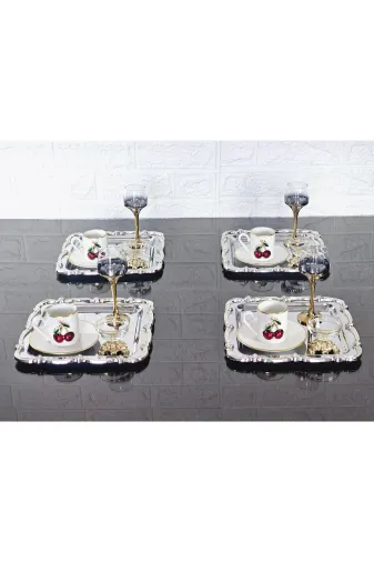 atabey home collection TYC2931DE6E1AC53F1 6 Adet Sunum Tepsisi & Kahve & Çay Tepsisi- Gümüş Tepsi Döküm Gümüş Gül Çerçeveli