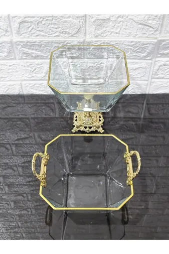 atabey home krn299atabey 2'li Gold Detaylı Salata Kasesi & Sunum Kasesi-Kısır Kasesi Lav Krn299 1900 Cc