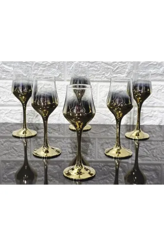 atabey home TİTANYUMBARDAKSERİSİ 17 Cm Düz Titanyum Gold 6'li Su Bardak 135 Ml & Kahve Yani Su Bardaği