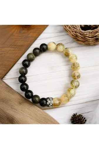 AURA STONE BLK-OBSSTRN-10mm Aurastone Obsidyen-Sitrin Doğal Taş 10Mm Tasarım Bileklik