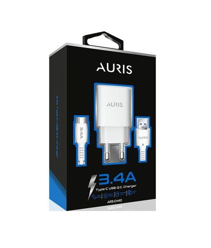 Auris Ch40 Type-C 1 Metre Kablo Uzunluğu 3.4A Şarj Aleti