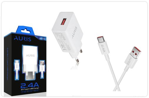 Auris Type-C Kablo Ve Adaptör  Uyumlu Şarj Aleti Şarj Seti 2.2A Ars-Ch29