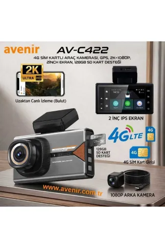 Avenir 24587 -422 2 Kamerali 4G 2K Araç Kamerasi