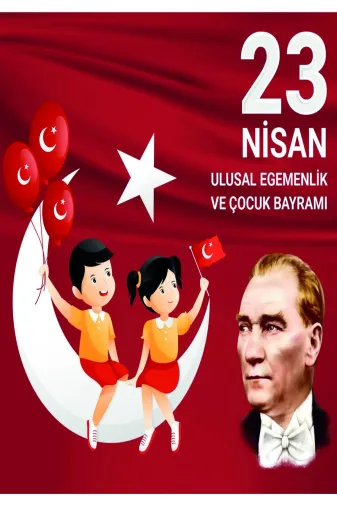 avrupakutu AVP23NİSAN70X100 23 Nisan Ulusal Egemenlik Ve Çocuk Bayrami Afiş Branda Vinil Pankart 70X100 Cm