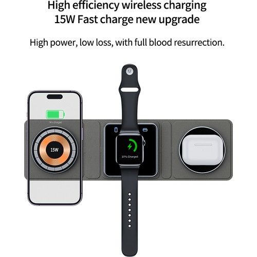 AW14 Acl 3In1 15W Çoklu Kablosuz Magsafe Kulaklık Saat Telefon Şarj Standı Apple Watch Iphone Samsung Uyumlu