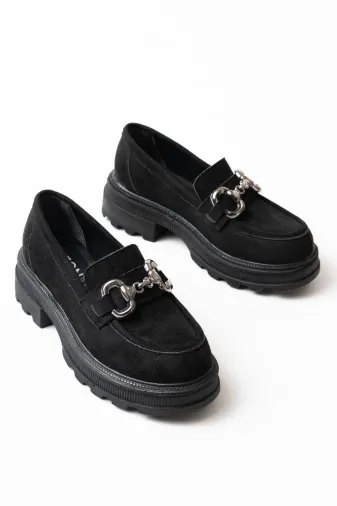 Aymood 745-773AYM 745-773 Siyah Günlük Yüksek Tabanlı Loafer Ayakkabı