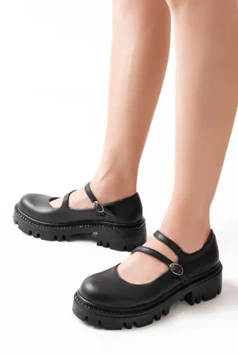 Aymood 868-756AYM 868-756 Siyah Günlük Yüksek Tabanlı Loafer Ayakkabı