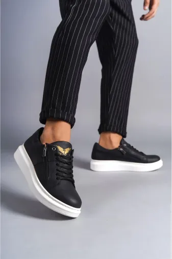 Aymood AYMSLW155 Slw155 Impact Bağcıklı Ve Fermuarlı Cilt Erkek Günlük Sneaker Ayakkabı Bt Siyah