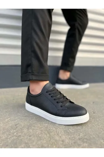 Aymood JY165AYM Jy165 Elite Bağcıklı Cilt Erkek Günlük Sneaker Ayakkabı Cbt - Siyah
