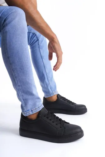 Aymood SLW165AYM Slw165 Elite Cilt Erkek Günlük Sneaker Ayakkabı St Siyah