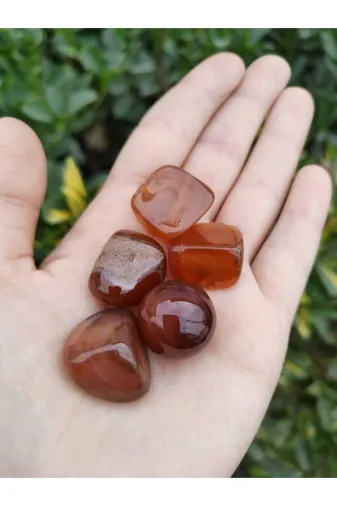 AYSHO kakktımbıl Kırmızı Akik Tamburlanmış Doğal Taş Tımbıl (Nazar Taşı)