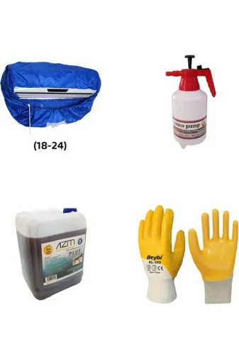 Azm 32024364 Branda / 3 Metre Hortum/ Klima Temizlik Seti Klima Temizleyici 10 Lt Sprey / Pompa Eldiven/ Fırça