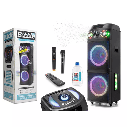 b9UtWqem4y Subzero Wr172 12"x2 100W 2 Kablosuz Mikrofonlu Kumandalı Baloncuk Çıkartan Rgb Bluetooth/usb/sd Müzik Kutusu