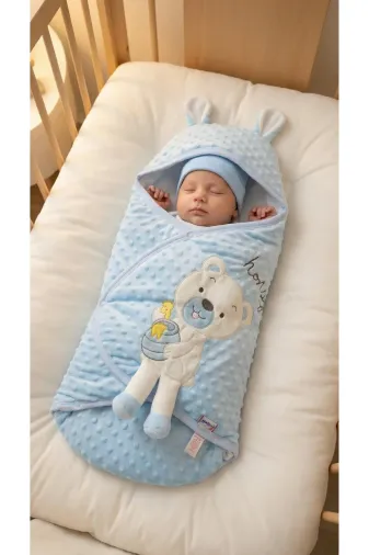 Baby Clime 0–9 Ay Nohut Kundak Battaniye - İsimli Erkek Uyku Tulumu - Ayıcık Modeli
