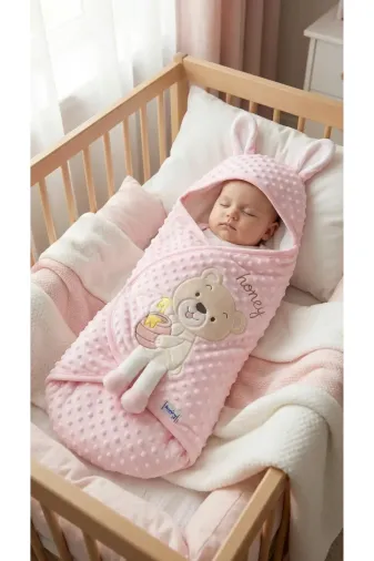 Baby Clime 0–9 Ay Nohut Kundak Battaniye - İsimli Kız Uyku Tulumu - Ayıcık Modeli