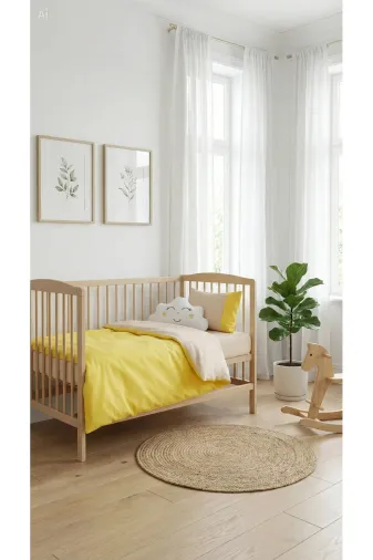 Baby Clime 6USR-90130-1 5 Parça Bebek Beşik Uyku Seti 90X130 Yorgan - Bulut Yastık Hediyeli