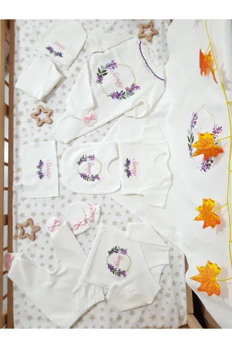 Baby Clime BEYHÇP-10LU-1. İsme Özel Nakışlı Hastane Çıkışı Kız – 10 Parça - %100 Pamuk