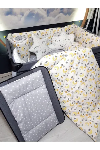 Baby Clime USR-70110-1. 70X110 Bebek Uyku Seti - Cibinliksiz - Ay Yıldız Desenli (Park Beşik Hariç)