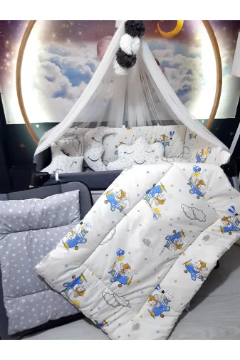 Baby Clime USR-70120-LCİB-1. 70X120 Bebek Uyku Seti - Lüks Cibinlik Ve Aparat Dahil - Uçak Desenli