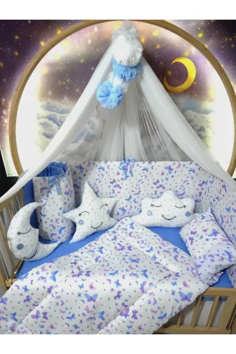 Baby Clime USR-70130-LCİB-1. 70X130 Bebek Uyku Seti - Lüks Cibinlik Ve Aparat Dahil - Kelebek Desenli