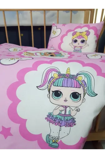 Baby Clime USR-90130-5 Parça 5 Parça 90X130 Bebek Uyku Seti - Yorgan Yastık Çarşaf Takımı - Sevimli Kız Karakterli