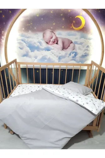Baby Clime USR-90130-5'Lİ 90X130 Bebek Uyku Seti 5'li - Gri Yıldız Desenli (Tüm Ölçülere Uygun)