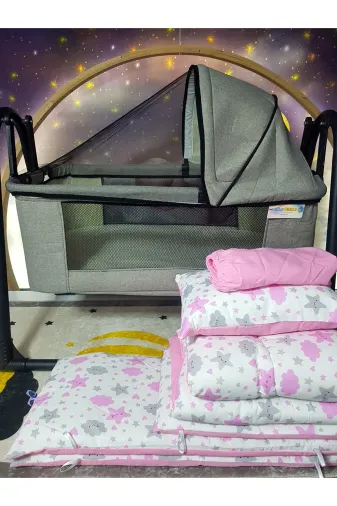 Baby Clime USR-KETENTB-4585-1. 45X85 Keten Portatif Beşik Ve Uyku Seti - Bebeğiniz Her Yerde Rahat Uyusun!