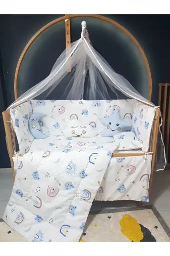 Baby Clime USR-RÜYA-60120-3. Çift Taraflı Bebek Uyku Seti 60X120 Mobilya Beşiklere - Cibinlikli Ve Aparatlı