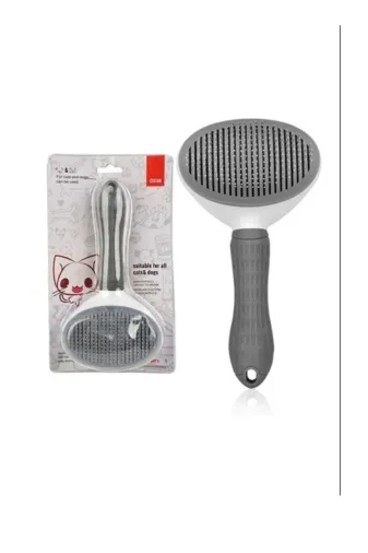 Balance Life 105B845028244119416 Pratik Temizleme Tuşlu Otomatik Kedi Ve Köpek Tüy Bakım Fırçası - Gri