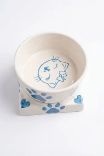 Balance Life 105B845719775095530 Kare Ayaklı Seramik Mama Ve Su Kabı Mavi