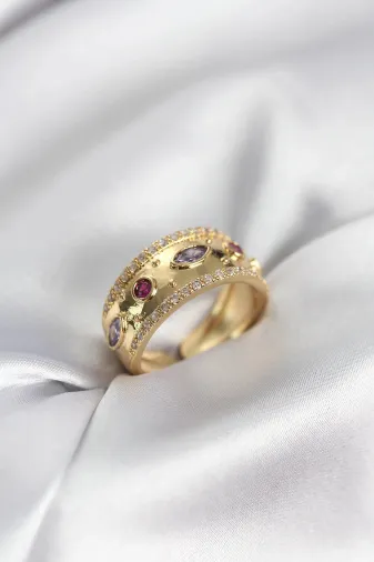 Balance Life GROUP-2586711 Mey İthalat® Gold Renk Zirkon Taşlı Vintage Kadın Yüzük