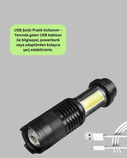 Balancelife 120386592 Mey İthalat Odak Ayarlı 2000 Lümen Şarjlı Led El Feneri
