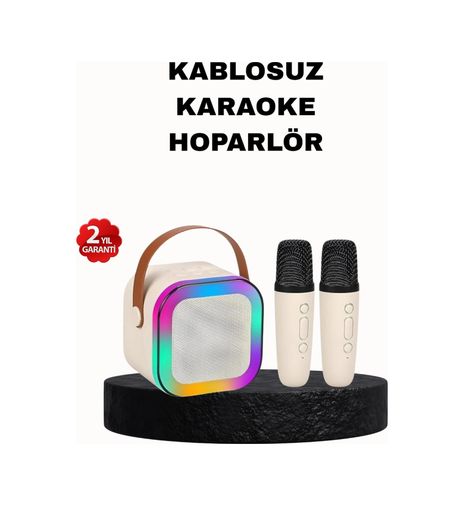 Balancelife 125023912 Mey İthalat Karaoke Hoparlör Taşınabilir Çift Mikrofonlu Ve Led Işıklı Bluetooth 5.0 Çok Renkli