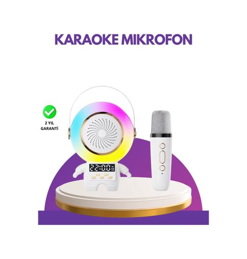 Balancelife 125024296 Mey İthalat Karaoke Özellikli Astronot Bluetooth Hoparlör Kablosuz Mikrofonlu Çok Renkli