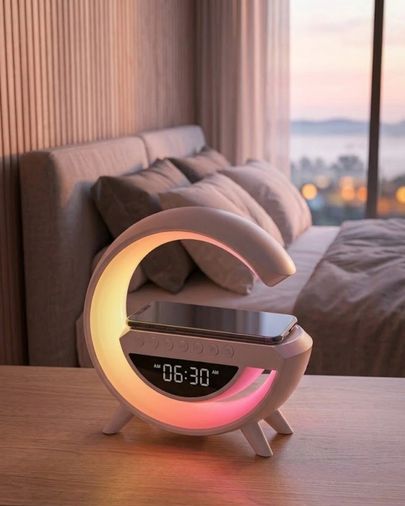 Balancelife 125028966 Mey İthalat Rgb Gece Lambalı Kablosuz Şarj Cihazlı Bluetooth Hoparlör Dijital Saat Çok Renkli