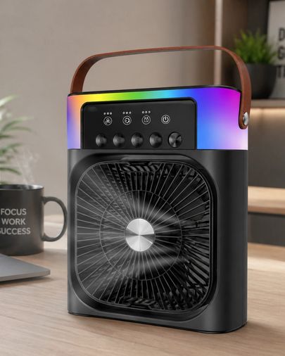 Balancelife 125740689 Mey İthalat Taşınabilir Sprey Fan Rgb Işıklı Mini Klima Soğutucu Nemlendirici Usb Şarjlı Çok Renkli