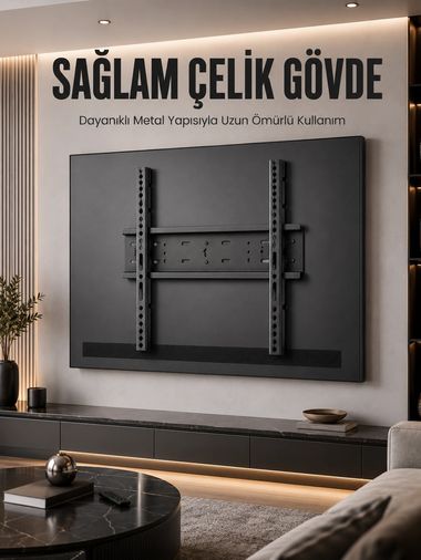 Balancelife 133322719 Mey İthalat Büyük Ekran Tv Duvar Askısı 50-95 İnç Dayanıklı Sabit Askı Aparatı Kolay Kurulum