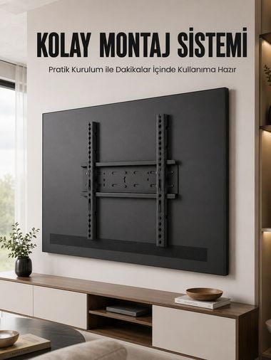 Balancelife 133322739 Mey İthalat 50-95 İnç Sabit Tv Duvar Askı Aparatı Güçlü Çelik Gövde Kolay Montaj Geniş Vesa Uyumlu