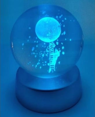 Balancelife MEY02562741426218-BLMY Mey İthalat Merdiven Astronot Plastik Altlıklı Işıklı Cam Küre