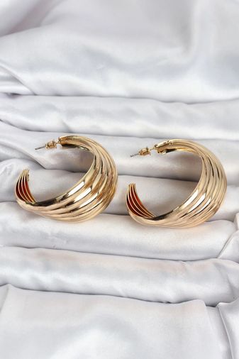 Balancelife MEYEB69403e507bf63805e6049353-BLMY Mey İthalat 316L Çelik Gold Renk Yarım Halka Model Kadın Küpe Çok Renkli