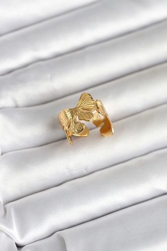 Balancelife MEYEB69de1b423333e4fa870a17c2-BLMY Mey İthalat 316L Çelik Gold Renk Lotus Model Kadın Yüzük Çok Renkli